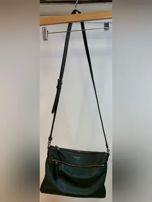 kate spa Kate Spade NY Jackson Forest Green Leather Crossbody Bag Purse Top Zip thumbnail 3
