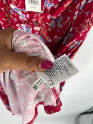 NWT American Eagle Red Floral Puff Sleeve Shift Mini Dress XL thumbnail 9