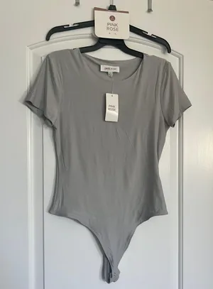 Pink Rose Grey Bodysuit thumbnail 1
