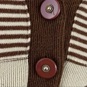 Vintage 80’s brown striped safari theme collar top Brown Size M thumbnail 7