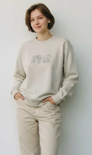 Adele Hello It's Me Crewneck Sweatshirt Official Concert Merch Bone White Medium thumbnail 1