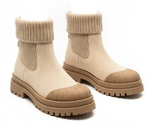 Sam Edelman Steele Oat‎ Suede Knit Cuff Combat Boots Women's, Size 7M, NIB thumbnail 1