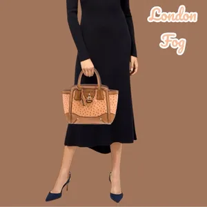 London Fog Tan and Brown ostrich top Women's Bag thumbnail 2