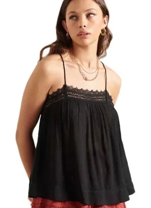 Superdry Alana Gauze Cami Black Tank Top Women’s 4 thumbnail 1