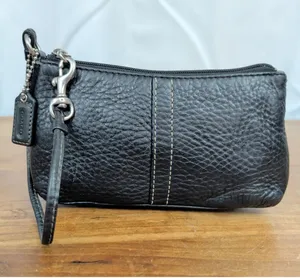 Coach Black Pebbled Leather Wristlet Mini bag thumbnail 1