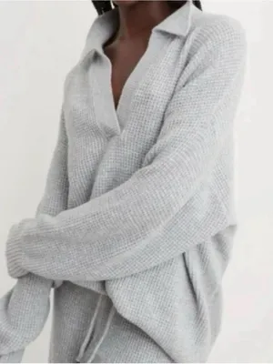 Aerie CozyUp Waffle Polo Sweater Size XXS Oversized thumbnail 2