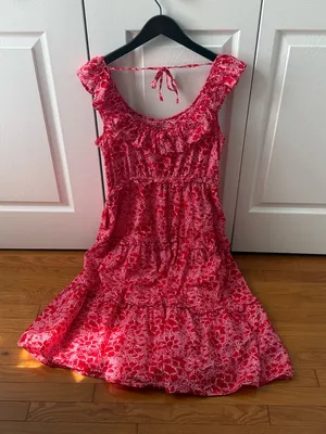 J. Crew Printed Ruffle Midi Dress in Azalea Belvedere Red Floral thumbnail 3