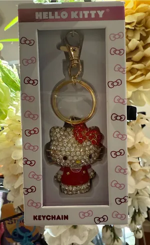 Hello Kitty Gold Tone Crystal Keychain with Red Accents thumbnail 1
