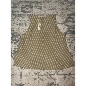 Max Studio London Striped Sleeveless Top Tan White M NWT thumbnail 3