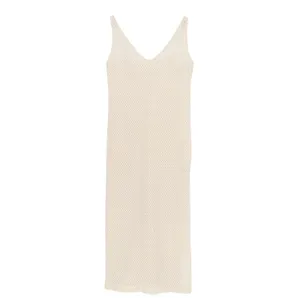 HM Cream Crochet Knit Maxi Dress Sleeveless V-Neck Cotton Blend Size S thumbnail 2