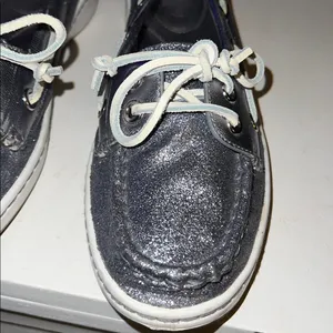 Coach Richelle boat shoes in a metallic silver glitter finish size 8B, new years thumbnail 4