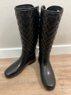 Black Quilted Hunter Rain Boots thumbnail 1