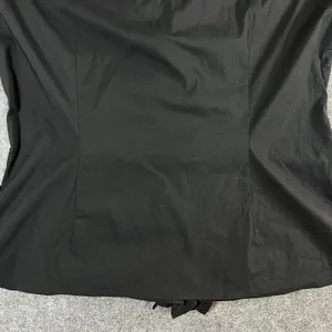 Ann Taylor LOFT Black Ruffle V-Neck Short Sleeve Blouse Top Size 14 thumbnail 11