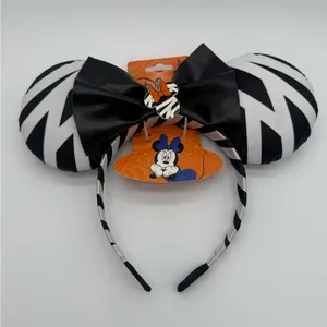 Disney Minnie Mouse Ears Halloween Black White Mummy Wrapped Headband Vacation thumbnail 1
