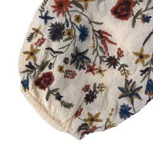 FREE PEOPLE Wild Flowers Embroidery Blouse Sz S Cream Crepe Boho Western Gypsy thumbnail 9