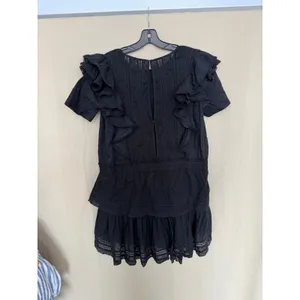 LoveShackFancy Mini‎ Dress Womens Medium Black Natasha Heritage Eyelet Ruffle thumbnail 6