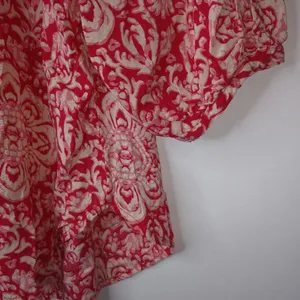 Marina Luna L Boho Coastal Red White Peasant Crop Top thumbnail 3