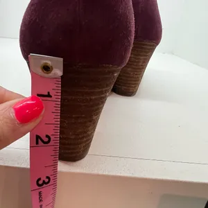 Madewell The Billie Booties in Suede burgundy stacked heel comfort autumn 9.5 thumbnail 9