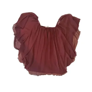 Est. 1946 Garnet Off-Shoulder Ruffle Detail Elastic Neckline Solid Blouse‎ XL thumbnail 3
