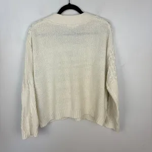 Blu Pepper Cropped Button Down Cardigan Cream Cable Knit Cozy Size Large thumbnail 5
