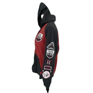 Unisex Raglan True Religion Sz M Red Zip Up Hoodie Sweatshirt thumbnail 4