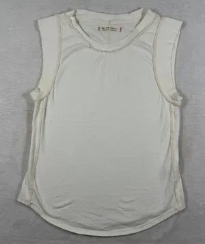 We The Free‎ Free People Ivory Cotton Muscle Tank Top Exposed Seams Large thumbnail 1