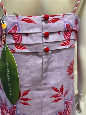 Farm Rio Porcelain Garden Linen Sleeveless Lavender Floral Embroidery Dress S M thumbnail 9