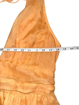 Abercrombie & Fitch Peach V-Neck Tiered Fit and Flare Mini Dress LARGE thumbnail 6