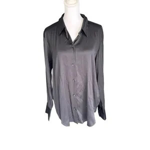 Abercrombie - Long-Sleeve Satin Button-Up Shirt Sz M thumbnail 5