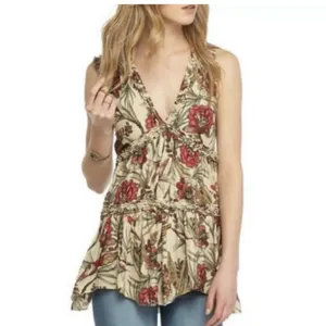 Free People Tiered Layered Floral‎ Bird Print Blouse Top Tunic Small Boho thumbnail 7