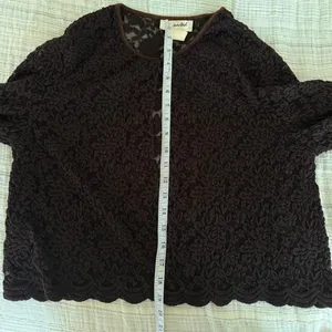 vintage y2k boho indie cottage coquette brown lace long sleeve cardigan top thumbnail 7
