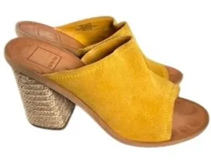 Dolce Vita Alycia‎ Sandals Sz 8.5 Yellow Suede Espadrile Jute Rafia Beach Boho thumbnail 1