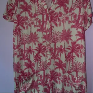 Bumblebella by Jill Martin QVC Small Dreamy Jersey Jumpsuit Pink Palms thumbnail 4
