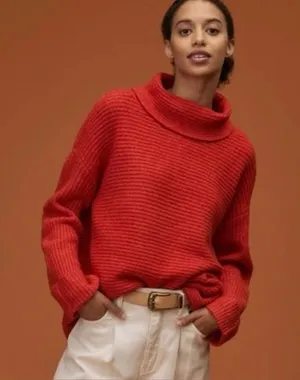 ANTHROPOLOGIE Pilcro Chunky Cowlneck Sweater Red medium thumbnail 1