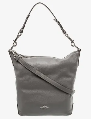 Coach Abby Duffle Gray Pebble Leather Shoulder Crossbody Bag thumbnail 1