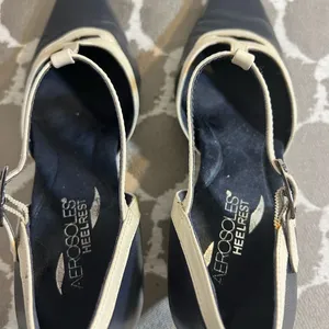 AEROSOLES Navy/Black and Cream Mary Jane Heels with Tapered Heel thumbnail 8