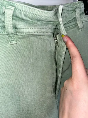 Zara Culotte Patch Pockets Marine Straight Jeans High Rise Sz 2 Sage Earthy Boho thumbnail 6