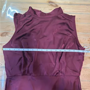Lulus Classic Elegance Wine Satin Sleeveless Mock Neck Maxi Dress thumbnail 4
