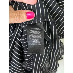 Alice + Olivia Moore Pinstripe Ruffle Shirt Dress Black White Size Small Office thumbnail 7