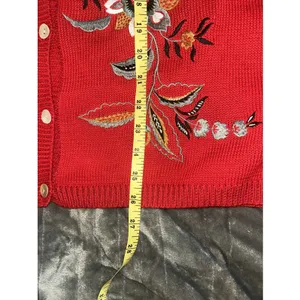 Alfred Dunner‎ Red Embroidered Sweater Vest Women's Medium Floral Cottagecore thumbnail 7