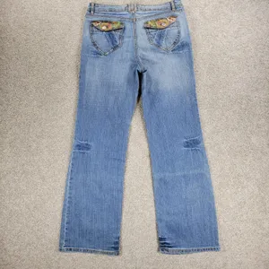 Vintage Faded Glory Jeans Womens 12 Light Wash Blue Floral Flap Pockets Wide Leg thumbnail 10