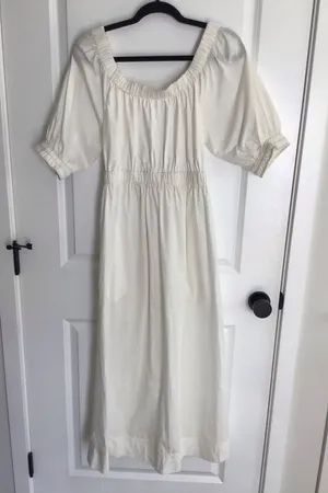 Free People Dress Small‎ White Back Strap A Line Half Sleeve Elastic Midi NWT thumbnail 1