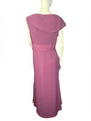 KMQSY V-Neck Ruched Evening Gown with High Leg Slit Plum Size 10 NWT thumbnail 4