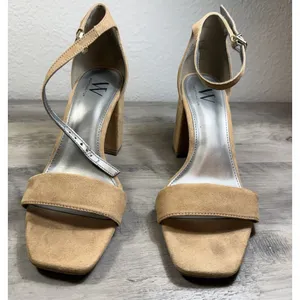 Worthington Faux Suede Ankle Strap Block Heel Sandals - Beige/Tan* 8.5 thumbnail 3