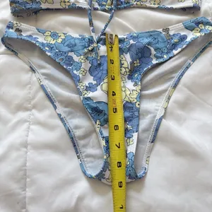 Womens Bikini Set Top Small Bottoms Cheeky Floral Blue Beach‎ Summer Tropical thumbnail 5
