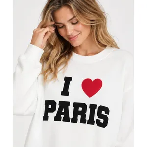 Liv & Lottie Womens Sweatshirt Sz M White Paris Graphic Oversized Crew Fleece thumbnail 3