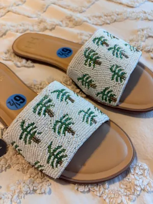 Haute Hippie Palm Beaded Slides thumbnail 3