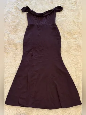 New Dress The Population Melania Off the Shoulder midnight plum Gown sz XXL thumbnail 4