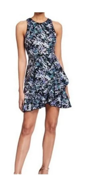 Aidan MATTOX Blue Sequin Beaded Cocktail Dress Size 2 thumbnail 1