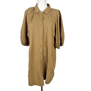 Velvet by Graham & Spencer SM Kady Brown Corduroy Puff Sleeve Mini Dress Boho thumbnail 4